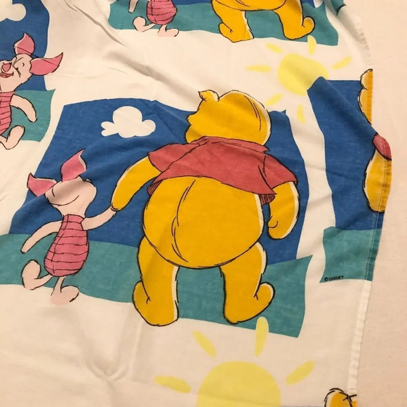Vtg 90s Disney Winnie the Pooh Double Size Flat  Sheet 95x75 Piglet - Picture 7 of 16